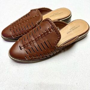 American Eagle Outfitters Brown Woven Leather Mule Clogs